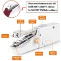 1pc White Handheld Sewing Machine Household Light And Small For Kit Quick Repair DIY Clothes Sewing Kit. 