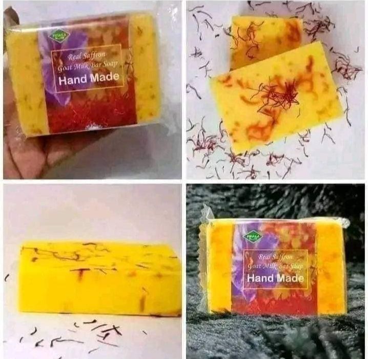 Hand made real saffron goat milk bar soap 90 gm beauty soap