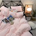 3pcs Pink Duvet Cover Set (1*Duvet Cover + 2*Pillowcase, Without Core), Lace embroidery Bedding Set.