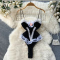 Chinese Transparent Vintage Embroidery Jacquard Halter Top Dressing Sleepwear Open Front Bindings Gauze Dress 4-Piece Set.
