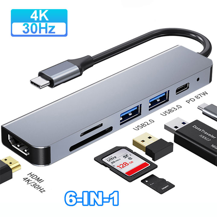 USB C HUB 4K 30Hz Type C to HDMI-compatible PD 87W USB Splitter USB ...