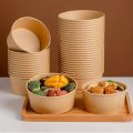 15/30PCS Kraft Paper Bowls Disposable Bowls with Lid Salad Vegetable Soup Kitchen Restaurant Party Snack Storage Supplies. 