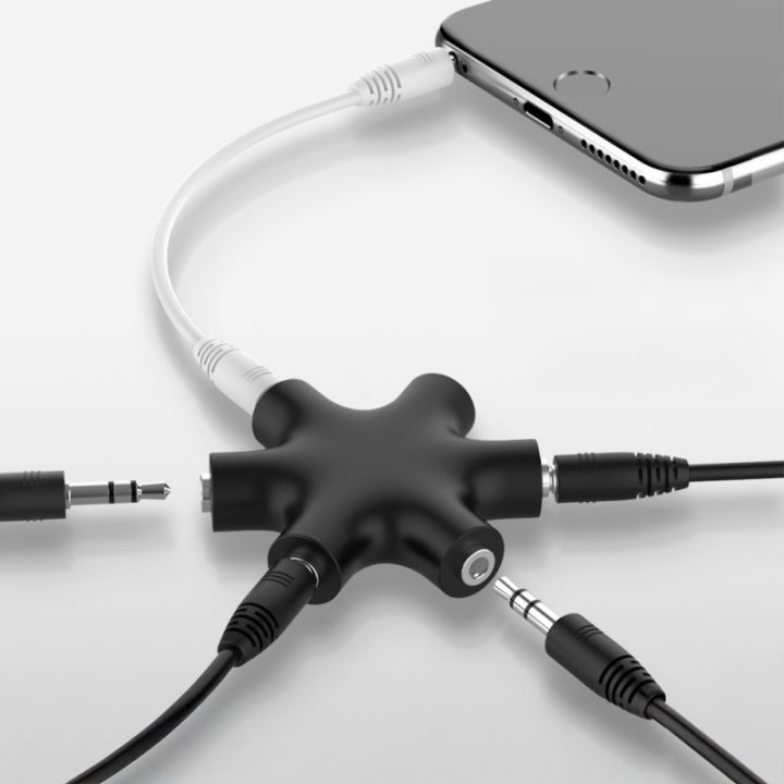 6 in 1 Audio Splitter Adapter 3.5mm Male to 5 Female Headphone Jack Converter for Phone Tablet MP3