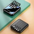 20000mAh Mini Power Bank Built-in 4 Cables Fast Charging Backup External Battery. 