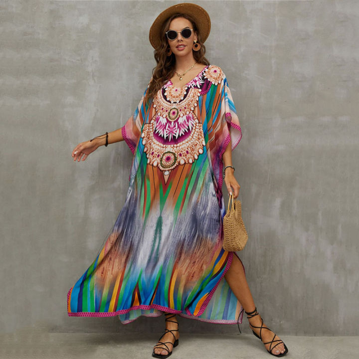 Vacation%20Outfit%20Plus%20Swimsuit%20Kaftan%20Dresses%20for%20Women%20Plus%20Size%20Bathing%20Suit%20Cover%20Up%20Caftan%20Maxi%20Beach%20Dresses%20-%20Image%208