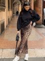 HH Women Fashion Leopard Print Skirt Vintage High Waist Midi Skirts Elegant Women Summer Casual Streetwear Skirt. 