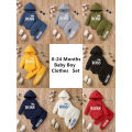 3-24 Months Newborn Baby Boy Clothing Suit Long Sleeve Hooded Romper+Pants Spring&Autumn Sports Style Toddler boy 2PCS Clothes. 