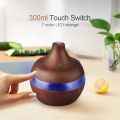 Humidifier Electric Aroma Air Diffuser Wood Ultrasonic Air Humidifier Essential Oil Aromatherapy Cool Mist Maker For Home 300ml.