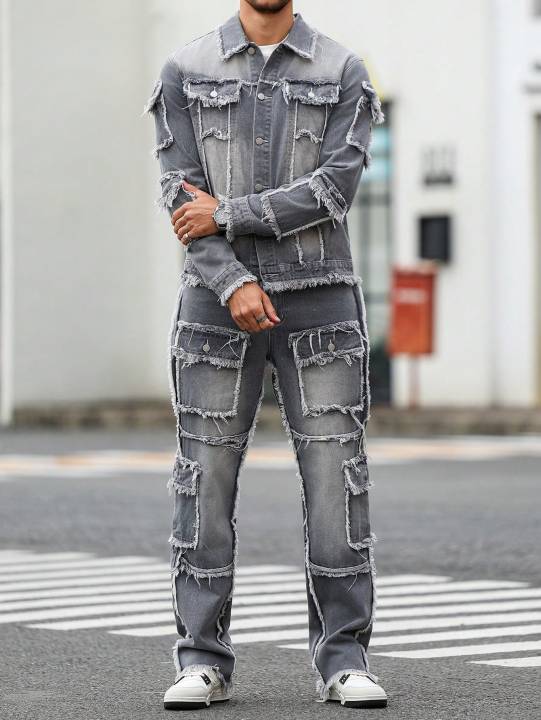 Men's%20Street%20Style%20Casual%20Distressed%20Raw-Hem%20Grey%20Denim%20Set,%20a%20Minimalist%20and%20Fashionable%20Two-Piece%20Ensemble.%20-%20Image%205