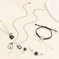 6-Piece Set Luminous Heart & Cute Cartoon Elf Pendants Couple Necklace Ring Bracelet Women's Fashion Jewelry Set. 