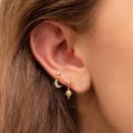 2/3/4 Pcs Star Moon Pendant Design CZ Chain Hoop Earring For Women, Stainless Steel Cartilage Stud Earring Piercing Jewelry. 