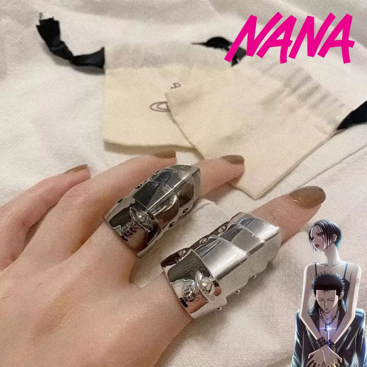 Anime Oosaki Nana Cosplay Metal Ring Armor Knuckle Finger Rings Hip Hop Silver Black Party Prop