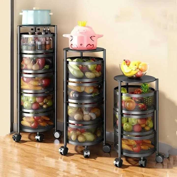 Storage Rack for Kitchen, Rotating Kitchen Storage Rack No Assembly, 3 ...