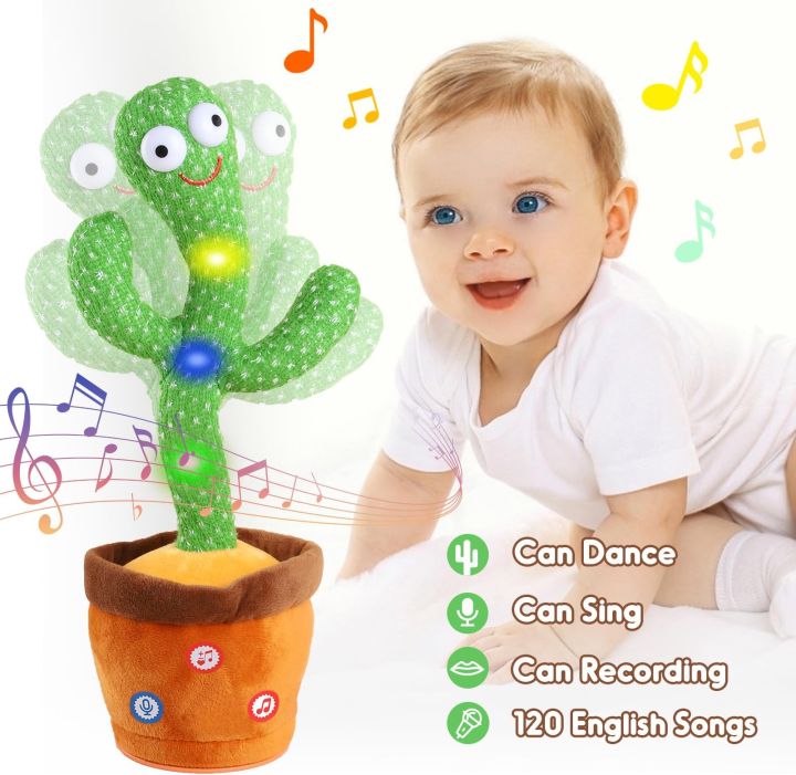 Baby Toys Talking Cactus Toy,Dancing+Cactus Toy Cactus Baby Toy Repeats What You Say,Infant Kids Toddler Toys LED Tummy Time Sensory Toys for 1 Year Old Boy Girl Funny First Birthday Gifts