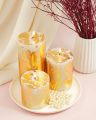 AYSERR -- 3X2 INCHES GOLD LEAF FOIL DECORATED WHITE CANDLE (01 PC). 