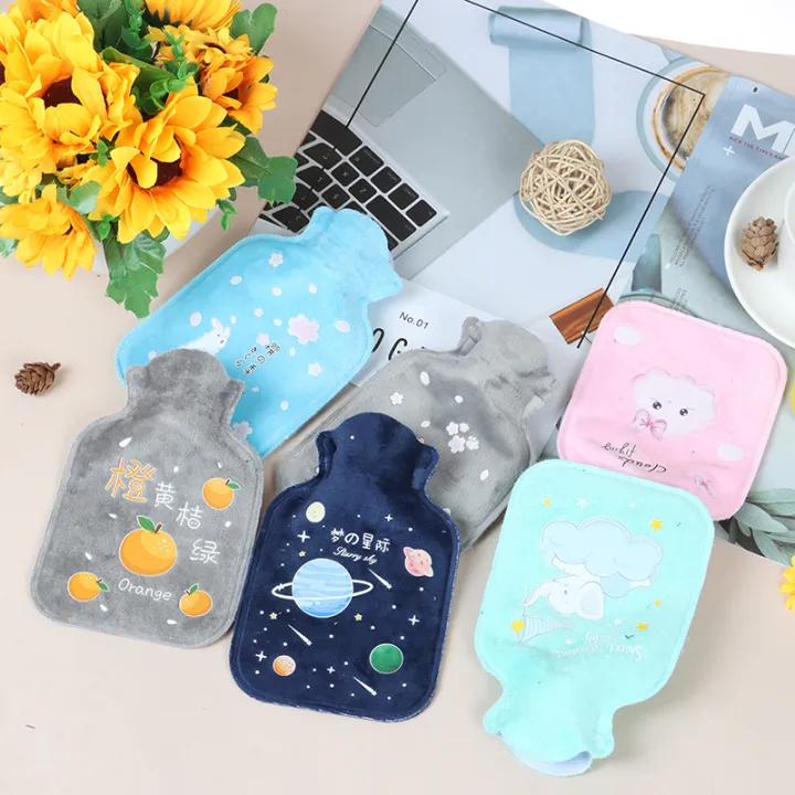 1PC Tummy Warmers Hot Water Bottle Rubber Bag Cute Cartoon Warm Relaxing Safe Heat Cold Large Plush Cloth Hot Water Bag
