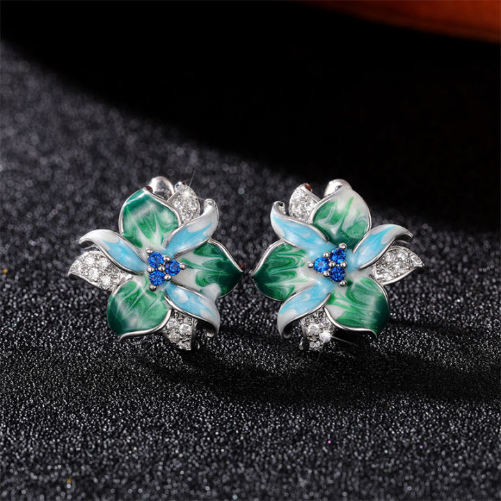 Huitan%20Green%20Blue%20Flower%20Earrings%20Women%20Inlay%20Sparkling%20Cubic%20Zirconia%20Fancy%20Anniversary%20%20Newly%20Designed%20Flowers%20Ear%20Jewelry%20-%20Image%204