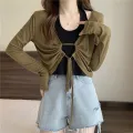 H & H🌞"Ready to send" long-sleeved cardigan with unique drawstring details (12336). 