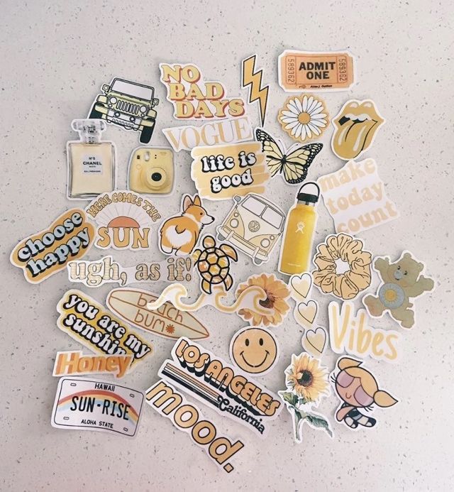 yellow theme stickers pack of 30