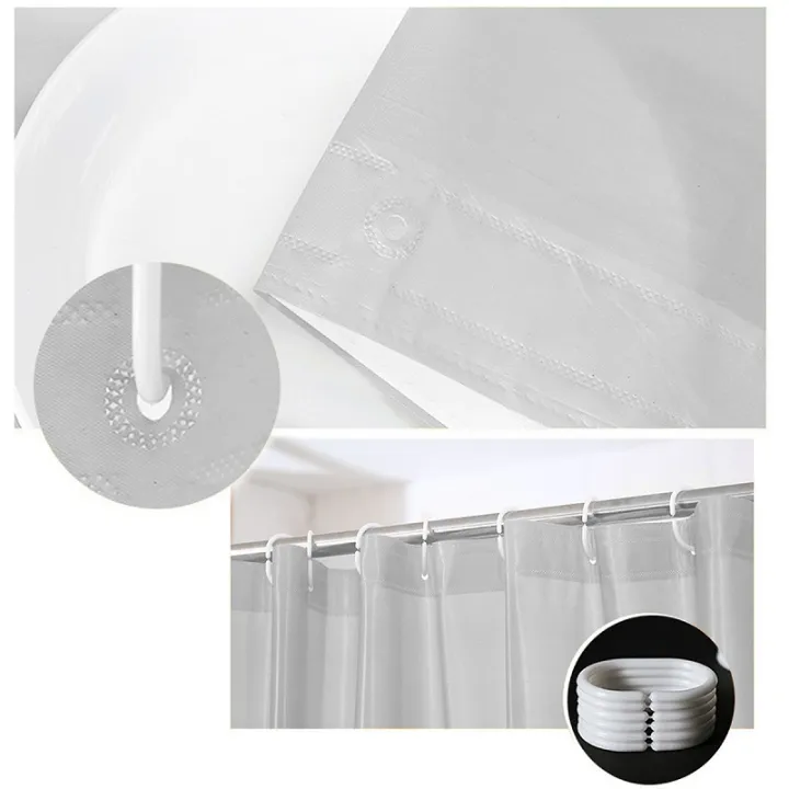 PEVA%20Waterproof%20Shower%20Curtain%20Mildew%20Bathroom%20Solid%20Curtain%20Wave%20Window%20Tulle%20Home%20Luxury%20with%20Hooks%20%20Heavy%20S%20Fold%20Wavy%20Shower%20-%20Image%203