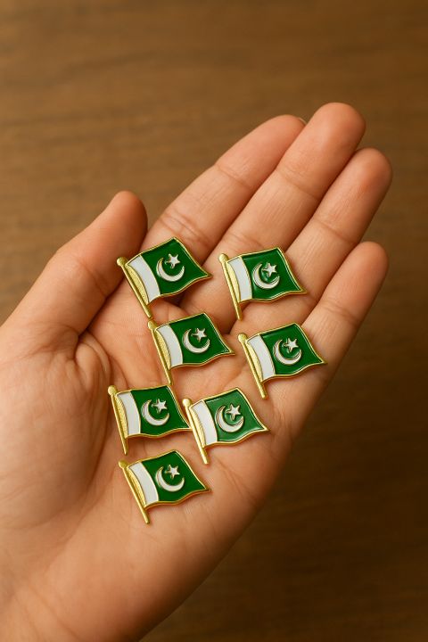 Pakistan Flag Badges (6 pcs) – Premium Metal 14 August Azadi Set