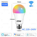 WiFi E27 Smart Dimmable Bulb RGBCW Colorful 220V 15W 20W LED Light App Adjust Dimmable Support Alexa Google Home Voice Control. 