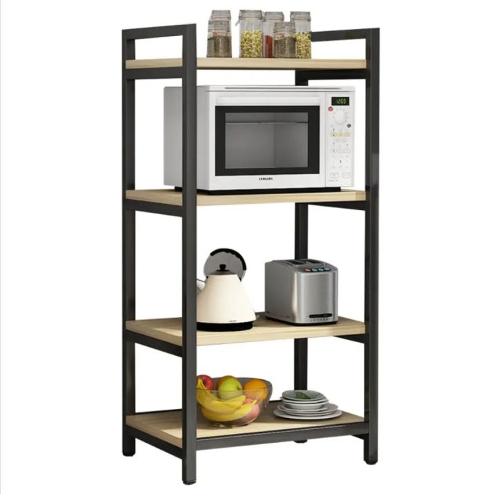 Microwave%20oven%20rack%20with%20wooden%20top%20Wrought%20iron%20-%20Image%203