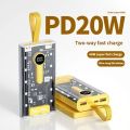 Original Transparent 66W Super Fast Charging 20000mAh Power Bank PD20W Portable Fast Charger for IPhone Samsung Xiaomi Huawei Auxiliary Battery Pack. 