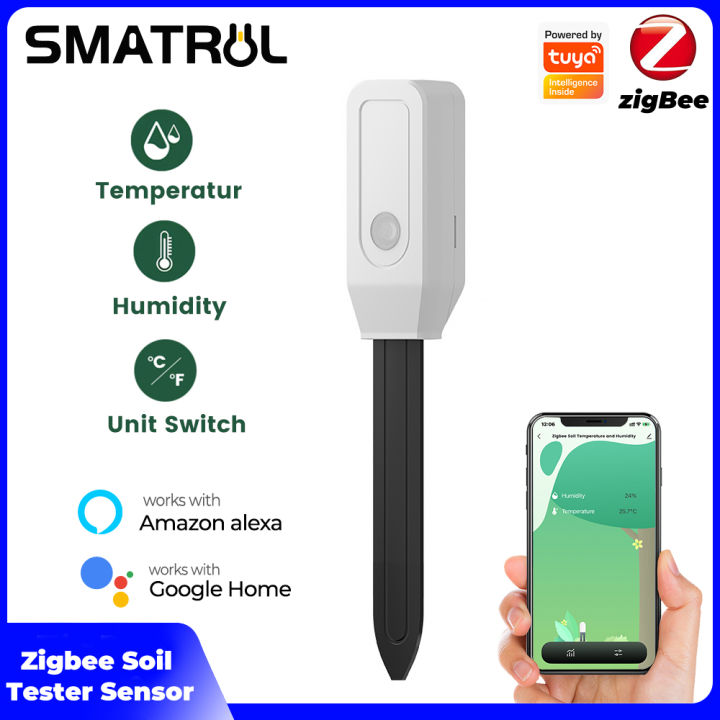 Soil Moisture Meter Zigbee Humidity Sensor Pots Plant Flowerpot Hygrometer Thermometer Water Indicator For Automatic Irrigation