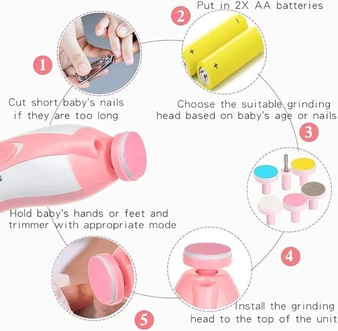 Baby Router Grinding Baby Electric Nail Trimmer with Multiple Grinding Heads – Safe Nail ...