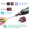 CMCP 11-102pcs Sanding Drum Kit 80 100 120 Grit Sanding Bands with Mandrels for Dremel Sleeves For Electric Mini Angle Grinder. 