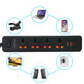 Smart Universal Extension Board 4 Power Socket + 2 Usb Ports + Typr C Port Plug For Electronics Mobile Charging With 2 Meter Heavy Duty Copper Wire Black. 