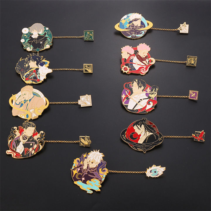 Jujutsu Kaisen Gojo Satoru Ryomen Sukuna Cosplay Brooch Badge Prop Anime Chain Metal Man Woman Pin Props Cartoon Accessories