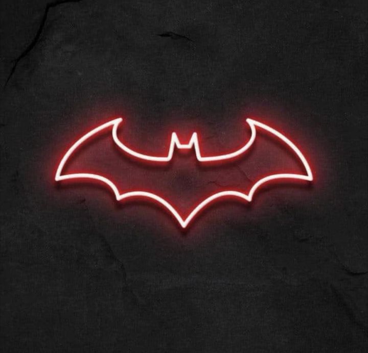 Batman logo in neon lights