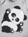 3Pcs Baby Boys Short Sleeve Cartton Panda Pansuit For Spring/Summer Casual Cute Sets+Hat.