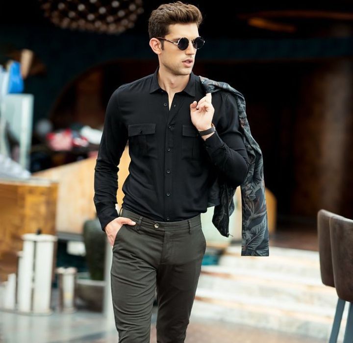double pocket shirt plain shirts for men