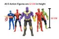Avengers Hero Action Figure of 5 Super Heroes Captain America, Iron Man, Spiderman, Hulk and Thanos Action Figure (Multicolor) Pack of 5. 