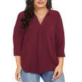 Women's 1XL-5XL Plus Size Chiffon women's pullover oversized loose V-neck shirt top plus size women clothing.