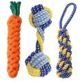 1pc Dog Toy Carrot Knot Rope Ball Cotton Rope Dumbbell Puppy Cleaning Teeth Chew Toy Durable Braided Bite Resistant Pet Supplies. 