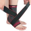 Adjustable Compression Ankle Support Brace - Elastic Nylon Knitted Sleeve with Straps for Gym, Running, Soccer & Basketball - Pain Relief Sports Guard Bandage. 
