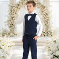 Black Vest Boys Dress Suit Kids Blazer Toddler Wedding Formal Piano Performance Waistcoats Children School Party Navy Clothes. 
