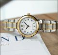 Genuine Brand Ladies Watch Two-tone Color Strap Round Shape White Dial. 