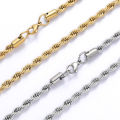 3MM Stainless Steel Twisted Rope Chain Necklaces For Men Women Hip Hop Titanium Steel Choker Fashion Party Jewelry. 