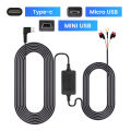 3A 3.5m Car Dash Cam DVR 12-24v Hardwire Cable Kit Step-Down Line Mini / Micro / Type-C USB Interface Charger Dashcam Camera. 