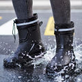 Short and Medium Tube Men's Bundle Rain Shoes Night with Reflective Strip Shoes Waterproof Shoes Elastic Band Waterproof.