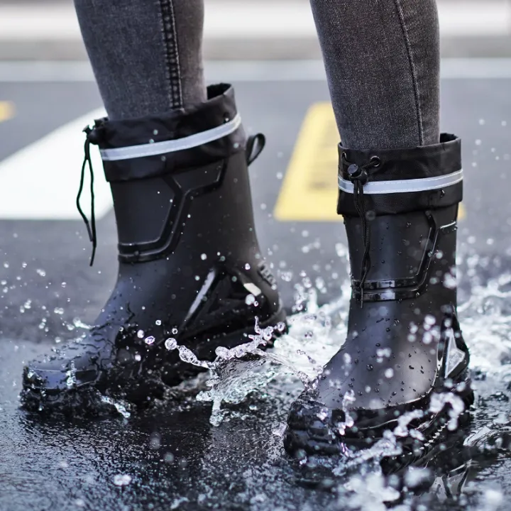 Short%20and%20Medium%20Tube%20Men's%20Bundle%20Rain%20Shoes%20Night%20with%20Reflective%20Strip%20%20Shoes%20Waterproof%20Shoes%20Elastic%20Band%20Waterproof%20-%20Image%204