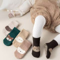 6 Pairs of Floor Socks Newborn Dispensing Non-Slip Indoor Soft Bottom Round Cartoon Mouth Boys and Girls Kidsren's Socks.