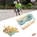 Wooden Handle Fitness Braided Cotton Adjustable Skipping Rope. 