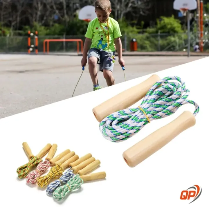 Wooden Handle Fitness Braided Cotton Adjustable Skipping Rope
