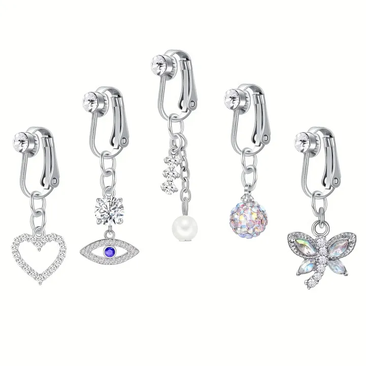 5Pcs%20Rhinestone%20Heart%20Butterfly%20Dangle%20Non%20Piercing%20Stainless%20Steel%20Navel%20Clips,Fake%20Belly%20Button%20Rings,%20%20Navel%20Jewelry%20For%20Men%20-%20Image%206